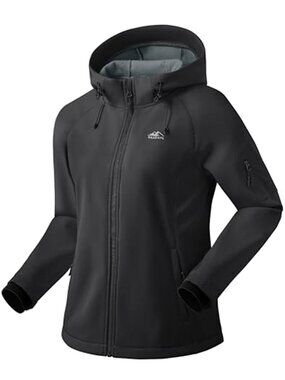 Womens Softshell Jacket Fleece Lined Waterproof Windbreaker Hiking Hooded Coat